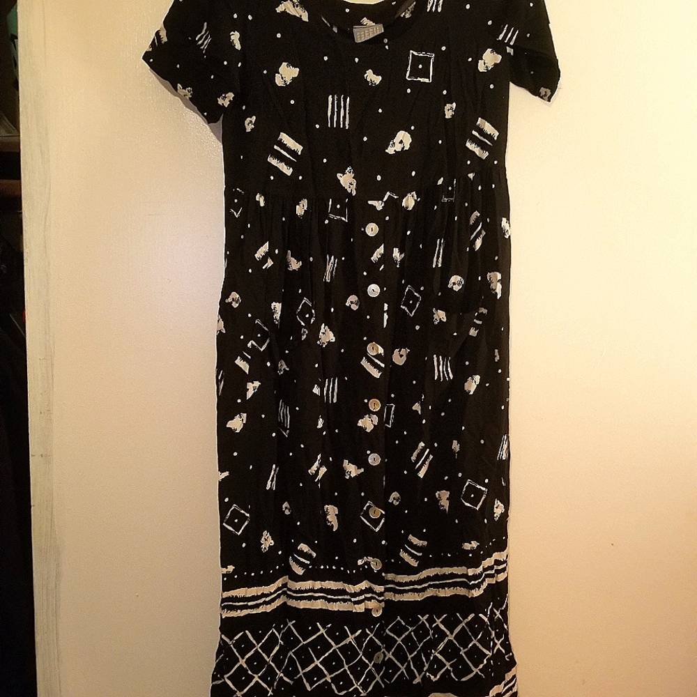 Vintage 90s rabbit rabbit rabbit designs m/L, black with white pattern